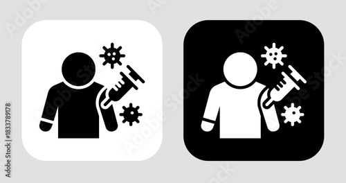 Vaccine Icon In Black and White Glyph Style