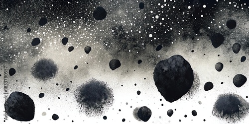 Abstract universe cosmic dust and planet-like shapes texture