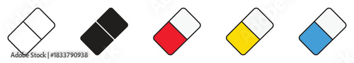 Eraser icon set. School supplies. Vector illustration.