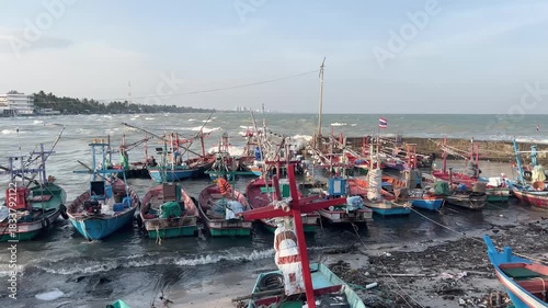 Fishing boats in the harbor of Hua Hin in Thailand