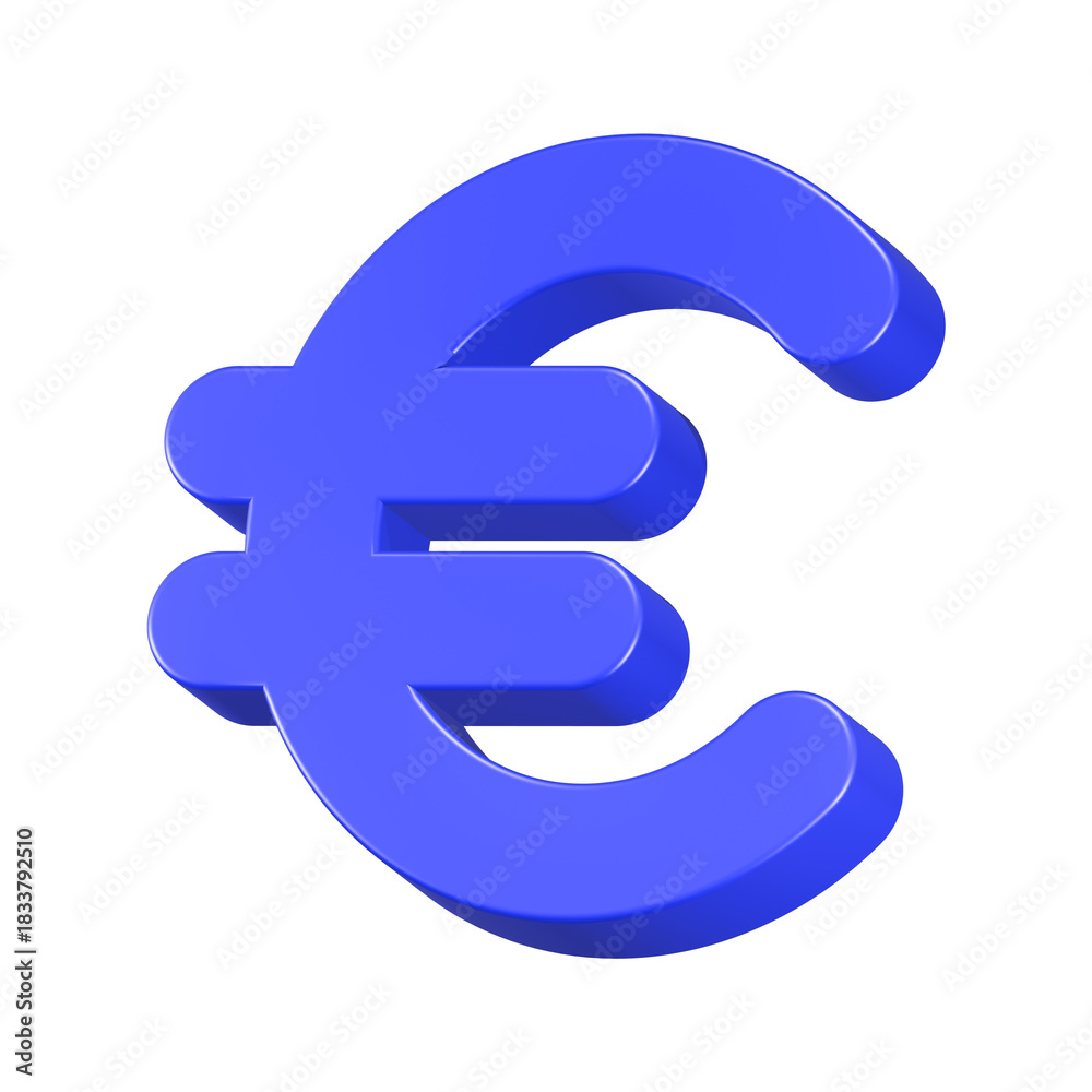 Obraz premium 3d rendering icon currency euro blue color