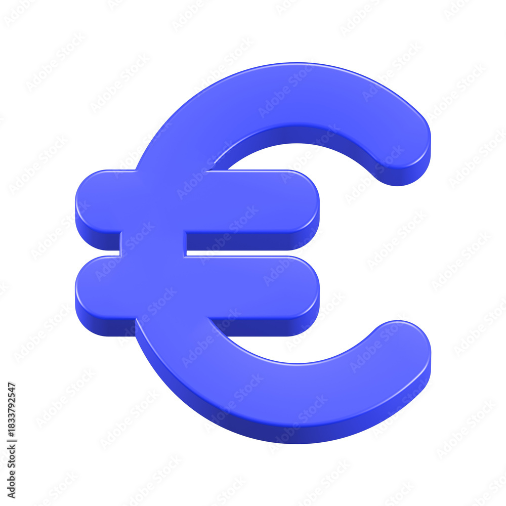Obraz premium 3d rendering icon currency euro blue color