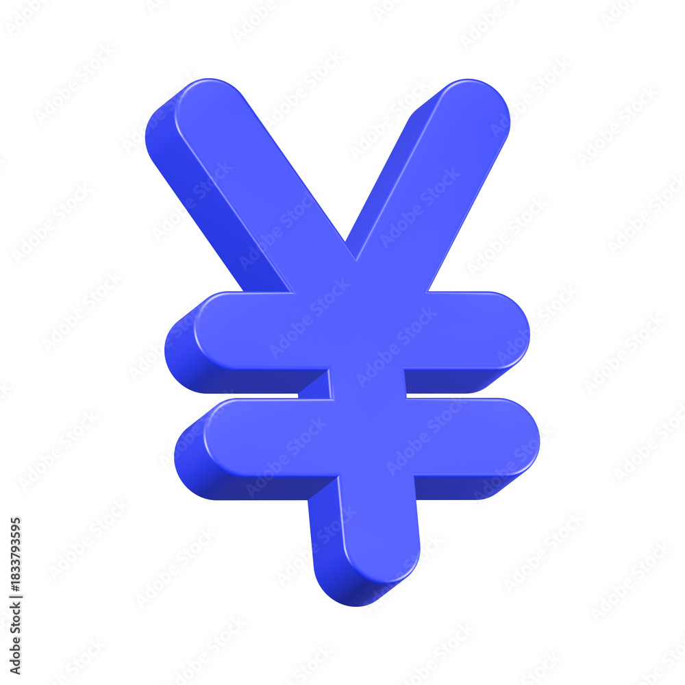Obraz premium 3d rendering icon currency yen blue color