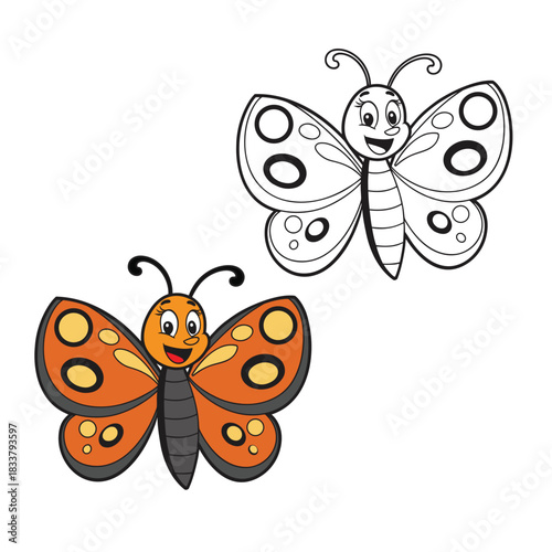 coloring book kid butterfly vector