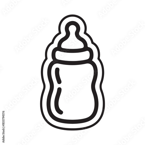 Simple outline icon of a baby bottle with a nipple