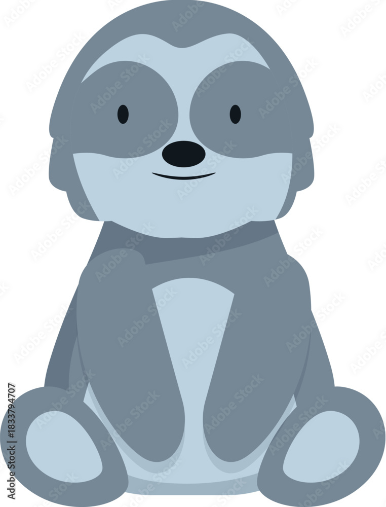 Naklejka premium Adorable cartoon sloth sitting peacefully, perfect for children's books, apparel, or any project needing a touch of gentle charm