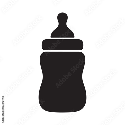 Simple black silhouette of a baby bottle