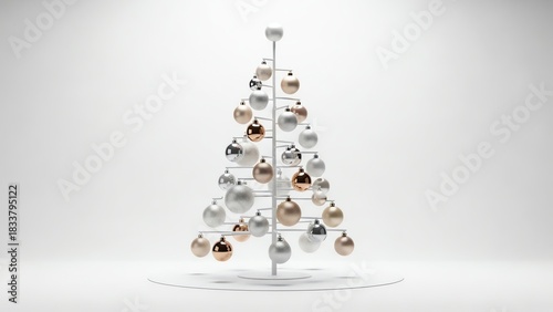 Metal Christmas tree with ornaments