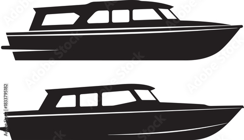Two classic motorboat silhouettes side by side