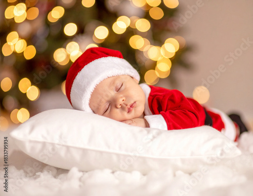 baby in Santa Claus sleeping