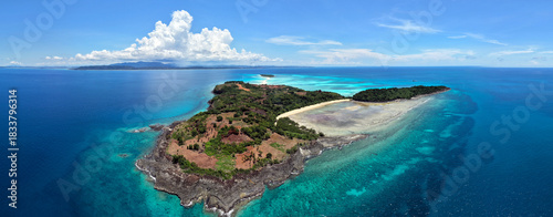 Aerial 180° Panoramic View of Nosy Iranja Island, Madagascar