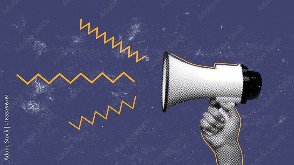 Fototapeta premium Using a megaphone to amplify a message in a creative and vibrant design