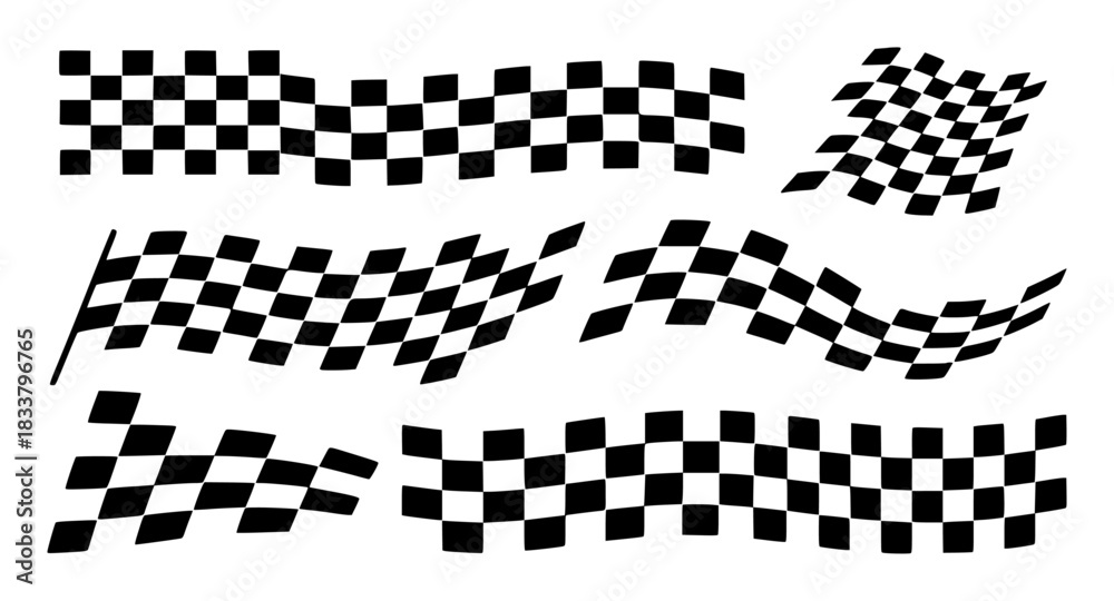 Obraz premium Collection of Waving Checkered Flags and Racing Patterns