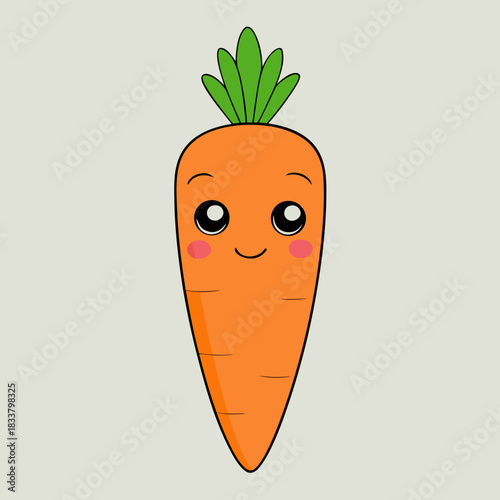Adorable kawaii carrot character with big eyes and rosy cheeks