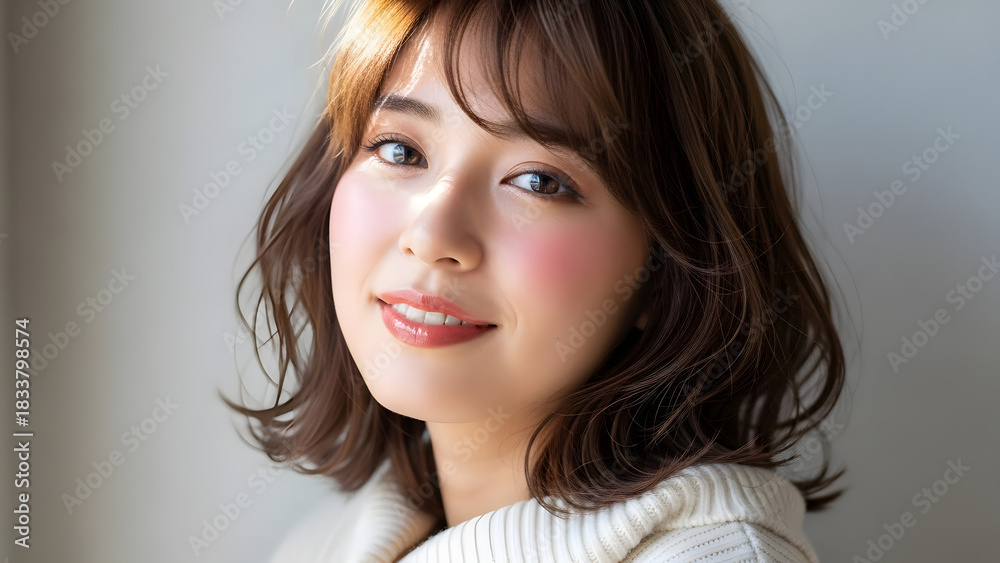 Fototapeta premium Portrait of female hair model in studio