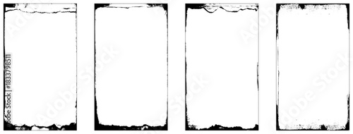 Vector Frames with rough edges . Rectangles for image. distress texture . Grunge tiny frame borders isolated on the background . Dirt effect . 