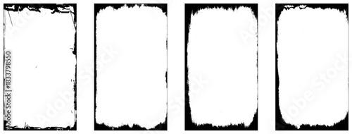 Grunge rectangle border set .Grunge style with brush stroke grunge frame.