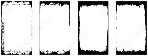 Grunge rectangle border set .Grunge style with brush stroke grunge frame.