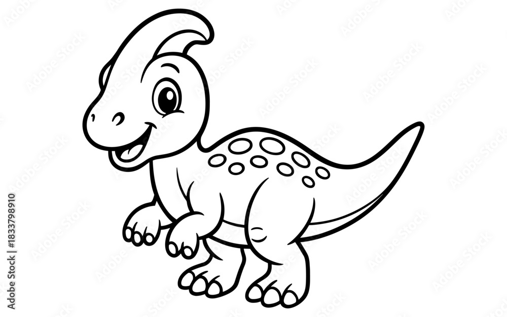 Fototapeta premium Cute dinosaur cartoon line art for kids' coloring activities