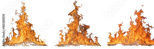 Fire flame on transparent background isolated png, Fire collection PNG. Realistic Fire Flames transparent on without background. Burning red wildfire flames set, burn bonfire silhouette and blazing