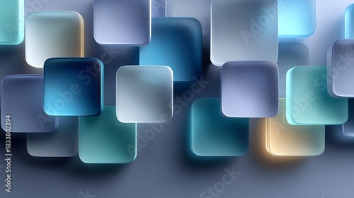 Abstract floating corporate blue panels with soft shadows and foreground empty zone, perfect for business presentations, dashboards, reports, analytics, and slides