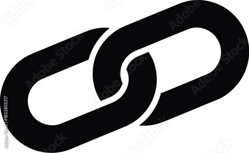 A simple black and white illustration depicting a single chain link