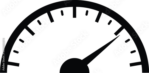 Simple black and white gauge illustration with a needle pointing forward