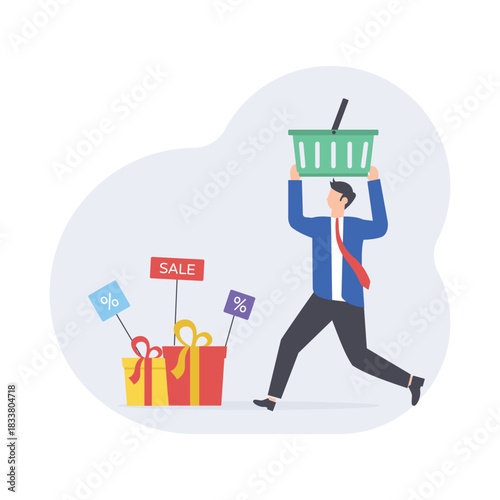 Running Shopping Vector Flat Style Icon EPS 10 File