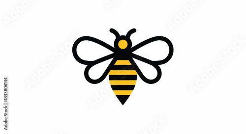 Stylized Bee Icon with Black Outline and Yellow Stripes.