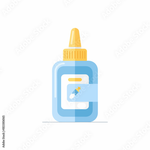A flat vector illustration of a blue medicine dropper bottle on a white background.