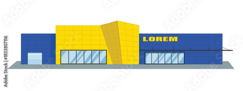 icon logo sign building art design vector urban city 3d template front view buy blue yellow isolated store shop