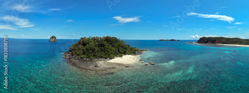 Panoramic view of Antsoha Island near the main island of Madagascar.