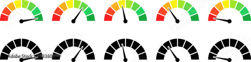Color coded gauges showing different levels of performance or risk