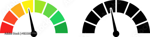 Color and black gauge meter icons showing performance levels