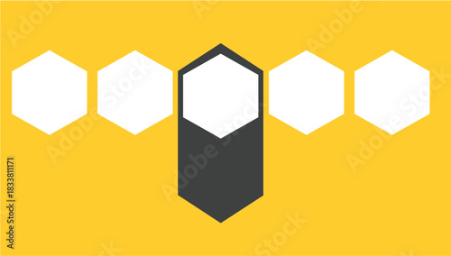 Abstract bee icon minimalist flat vector design isolated on yellow Chart