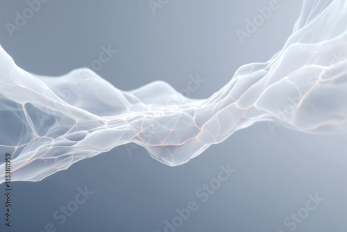 A white line with orange streaks that looks like a wave. The line is curved and has a lot of texture