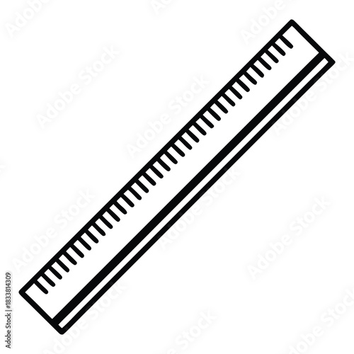 "Minimalist Ruler Icon – Measurement Tool Vector Illustration.