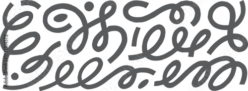 Abstract decorative swirl line pattern in bold monochrome style for modern graphic design. Artistic looping curves create a dynamic ornamental background. Elegant hand-drawn flourish texture ideal 