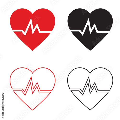 Red and black broken heart icon,  Isolated on white background. Vector Illustration. EPS 10/AI