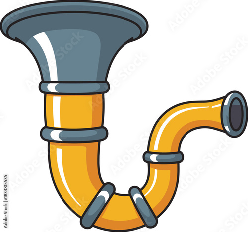 Cartoon horn instrument with yellow and gray colors