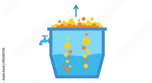 Industrial Process Bubbling Container Illustration