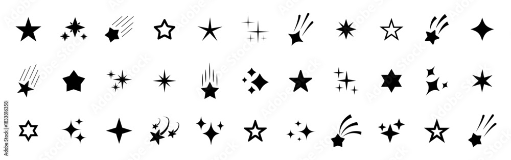 Obraz premium Stars icon collection. Different star shapes. Stars icon set. Sparkle star icon set. Falling stars . Vector illustration