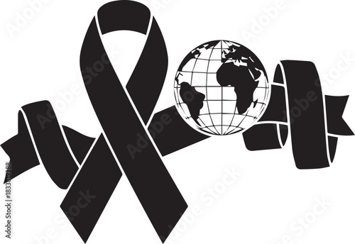 World aids day awareness symbol ribbon globe banner for global health support campaigns