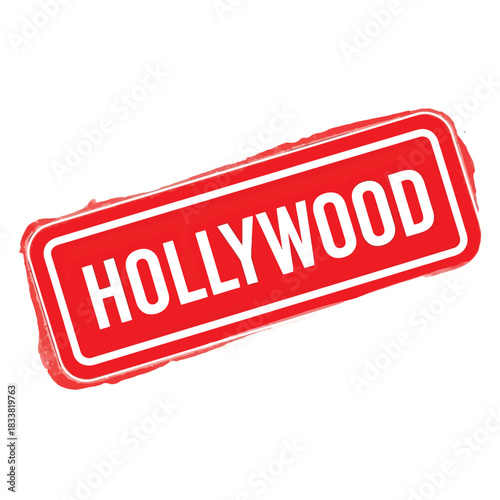 Red hollywood sign isolated on white background classic movie icon