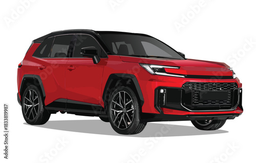 Suv mpv realistic family red car rav sport colour elegant 4 new 3d urban electric rav4 class power style model lifestyle business work modern art design vector template isolated background 