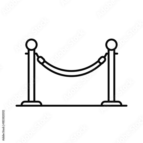 Stanchion and rope barrier line art icon for exclusive events