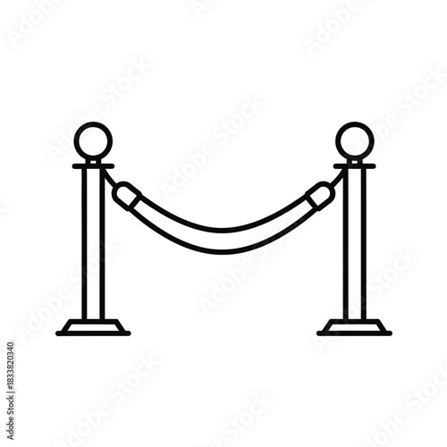 Rope barrier outline icon event entrance vip access security line