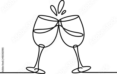 Two wine glasses clinking together with splash toast