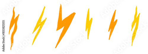 Expressive chalk strokes shape lightning graphics and thunder details in a hand-drawn icon style. Lightning lines blend with chalk texture for crisp thunder icon energy.