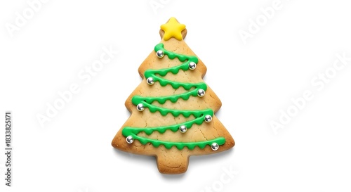 Wallpaper Mural Christmas Tree Cookie Decorated with Green Icing and Silver Ornaments. Torontodigital.ca